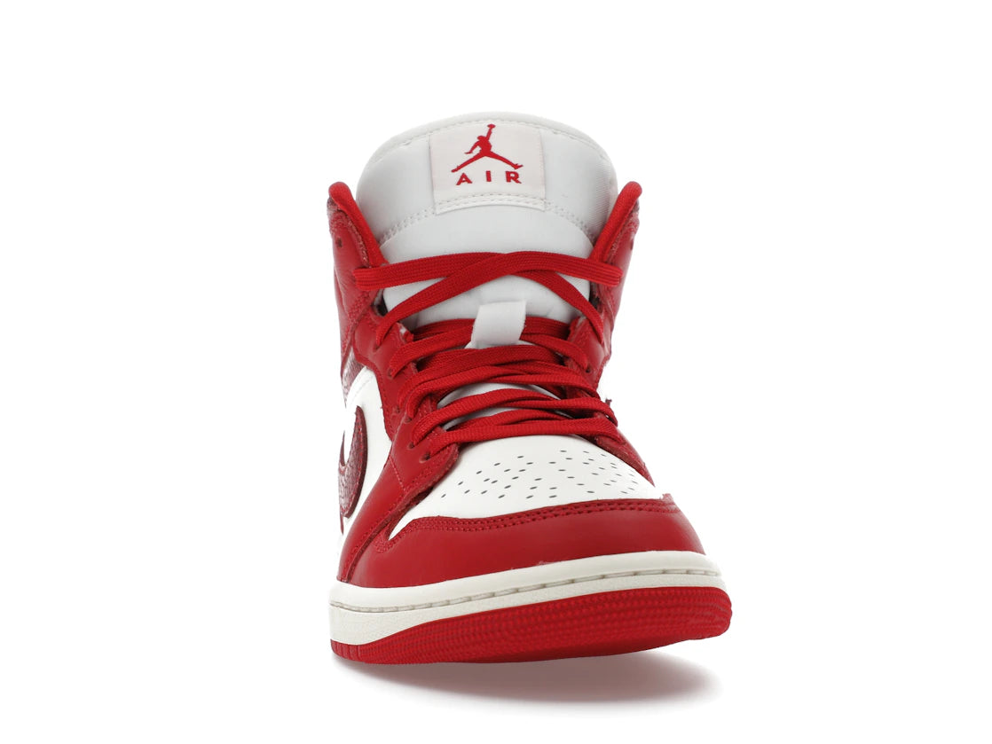 Jordan 1 Mid SE Red Cracked Leather (Women's) - vue secondaire A