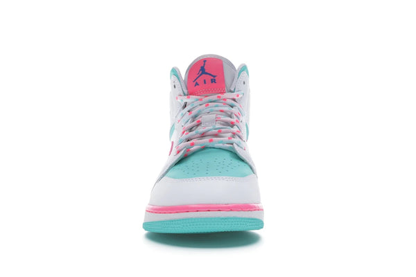 Jordan 1 Mid White Pink Green Soar (GS)