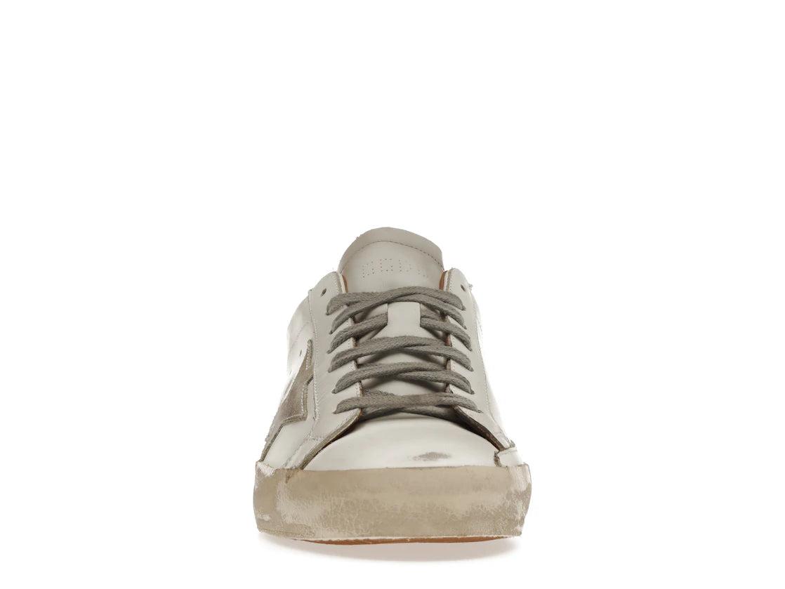 Golden Goose Super-Star Weißes Vacchetta Hellgraues Wildleder-Patch