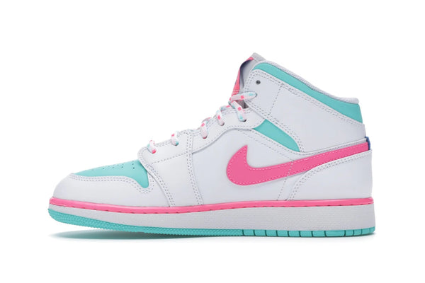 Jordan 1 Mid White Pink Green Soar (GS)