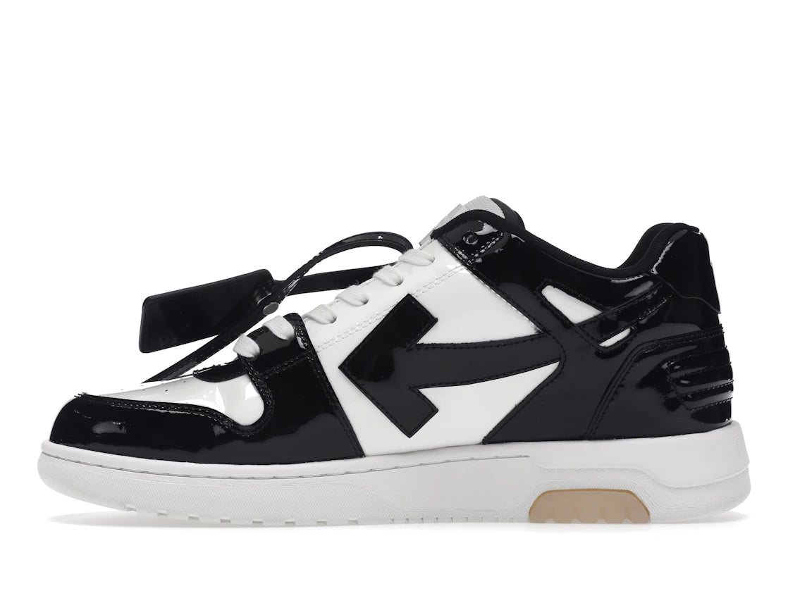 OFF-WHITE Out Of Office OOO Low Tops Lacklederschuhe Schwarz Weiß