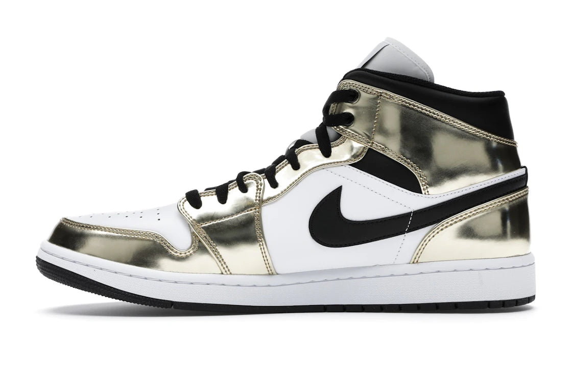 Jordan 1 Mid Metallic Gold Black White