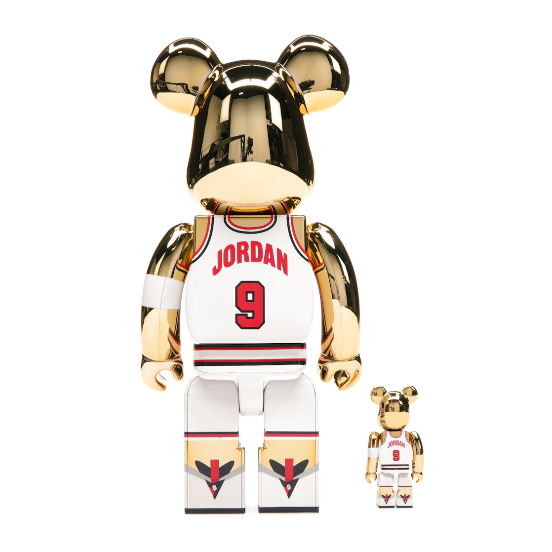 Bearbrick Michael Jordan 1992 Team USA (Dream Team) 100% &amp; 400% Set Gold Chrome