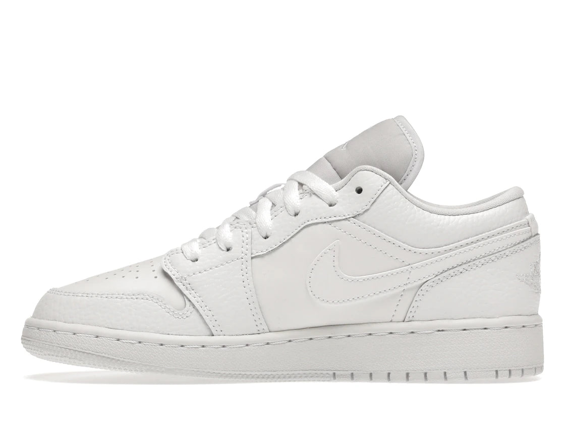 Jordan 1 Low Triple White Tumbled Leather (GS)