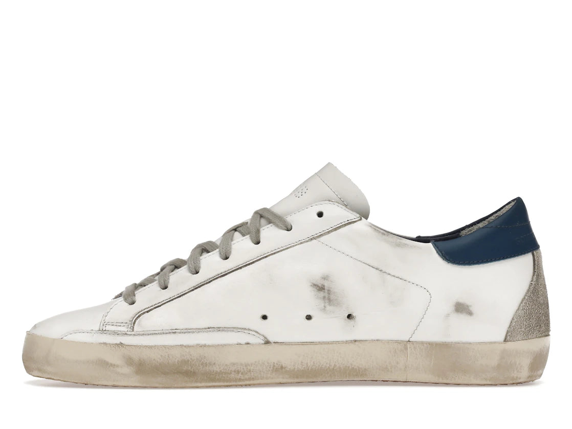 Golden Goose Super-Star Weiß Königsblau Grau Wildleder-Patch