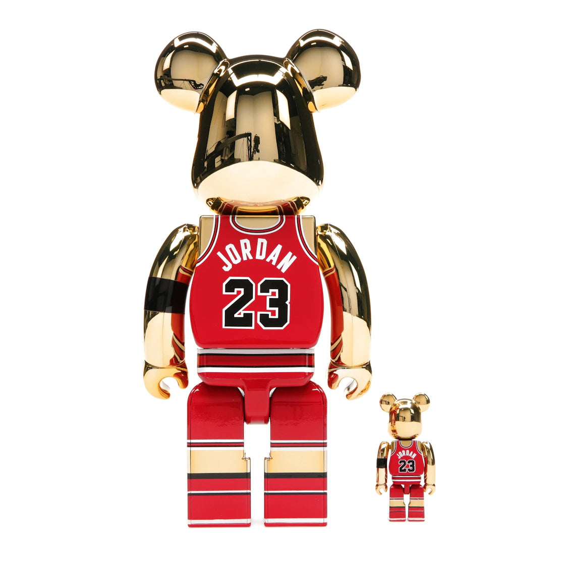 Bearbrick Michael Jordan 1985 Rookie Jersey 100% &amp; 400% Set Gold Chrome