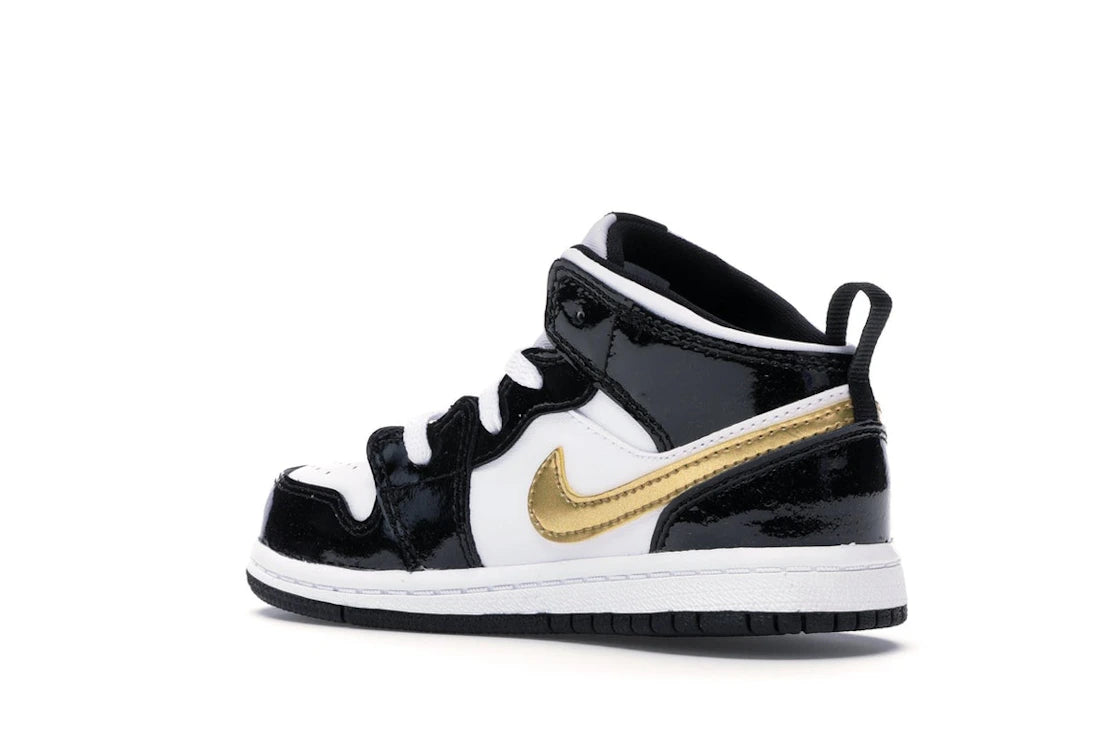 Jordan 1 Mid Patent Black White Gold (TD) - vue secondaire B