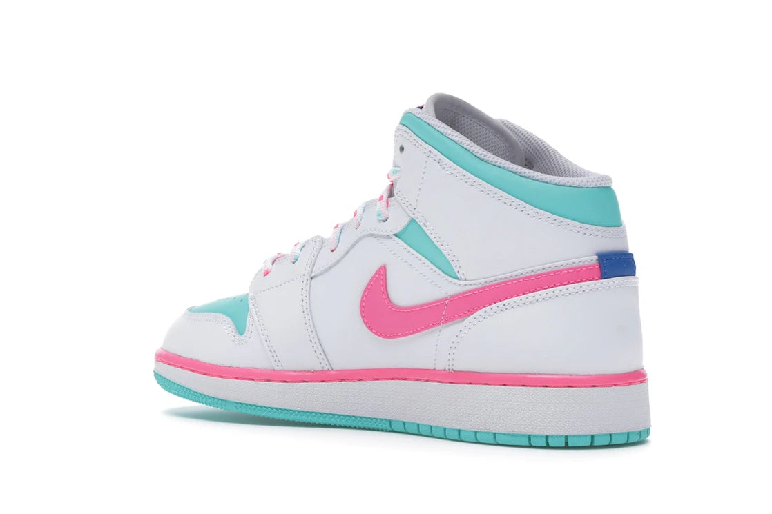 Jordan 1 Mid White Pink Green Soar (GS) - vue secondaire B
