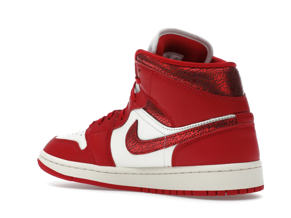 Jordan 1 Mid SE Red Cracked Leather (Women's) - vue secondaire B