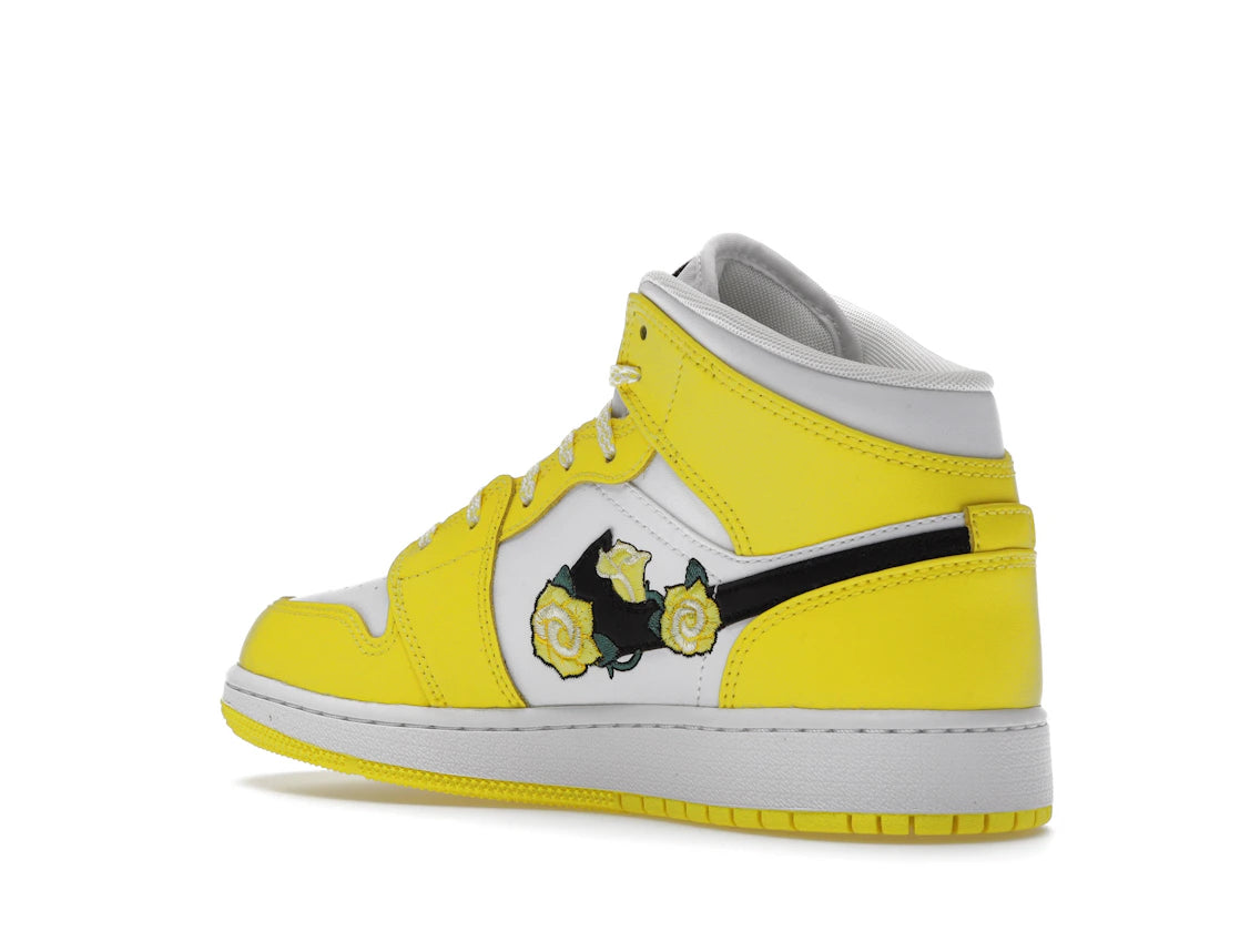 Jordan 1 Mid Dynamic Yellow Floral (GS) - vue secondaire B