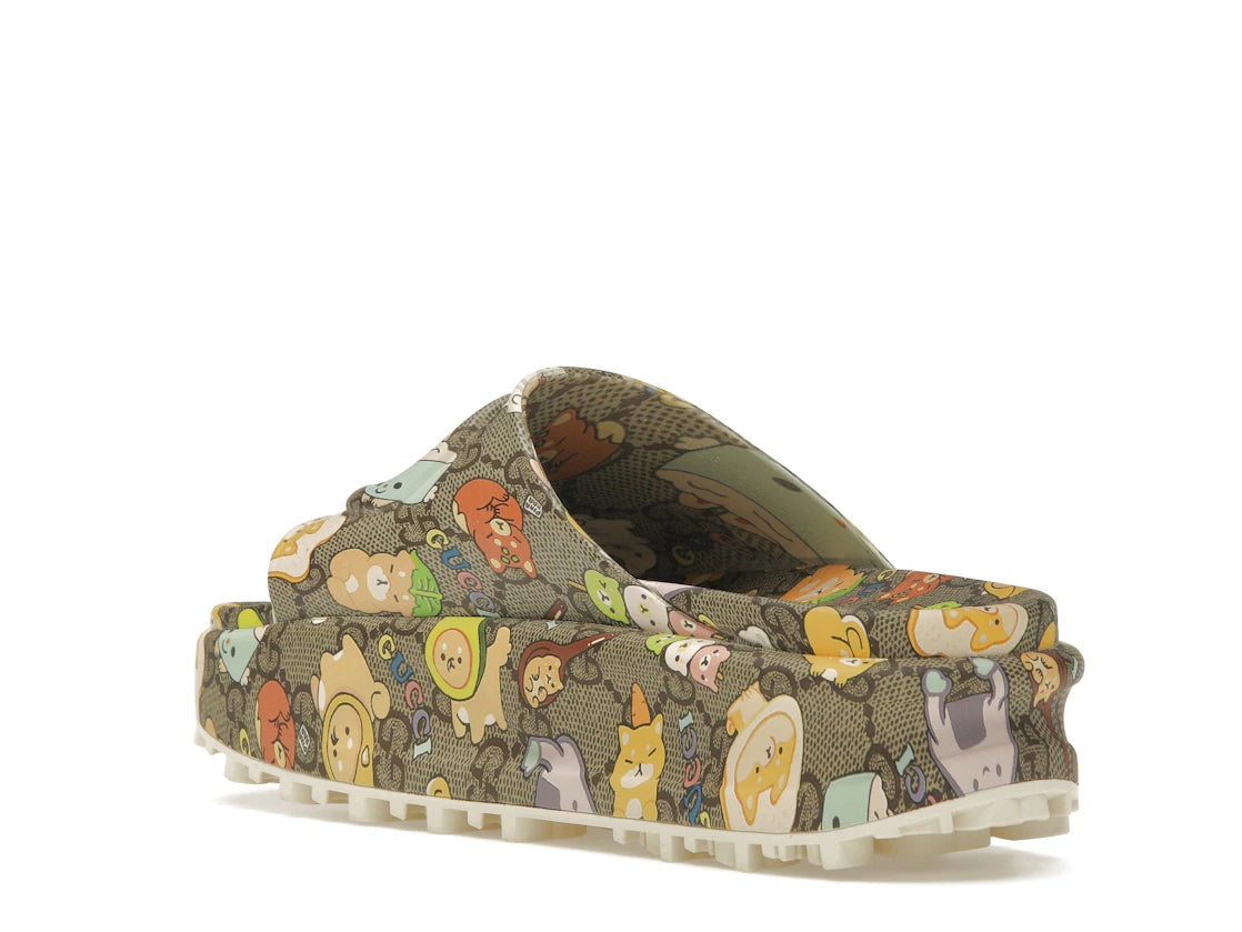 Gucci x Pikarar GG Animal Print Slide Beige Multi (Women's) - vue secondaire B