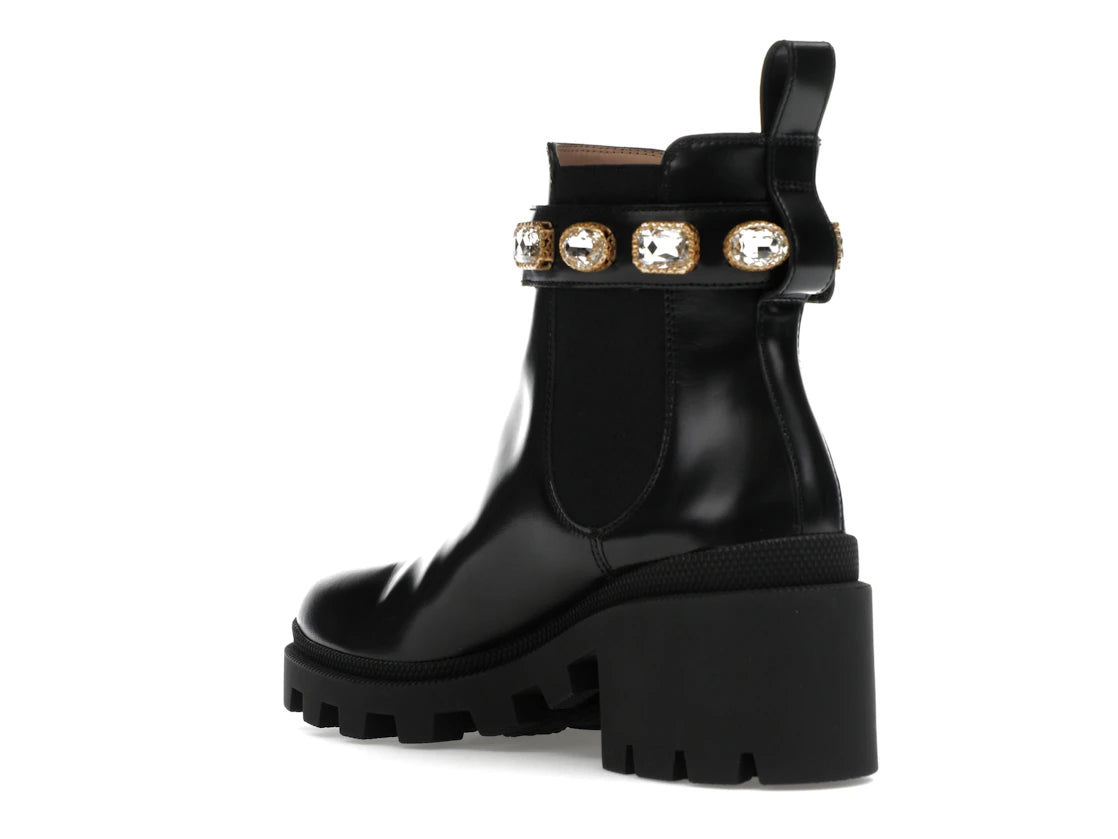 Gucci Crystal Belt 60mm Ankle Boot Black Leather - vue secondaire B