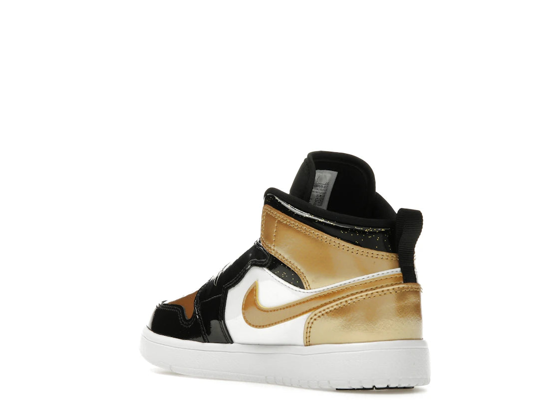 Sky Jordan 1 Mid Black Metallic Gold White (PS) - vue secondaire B