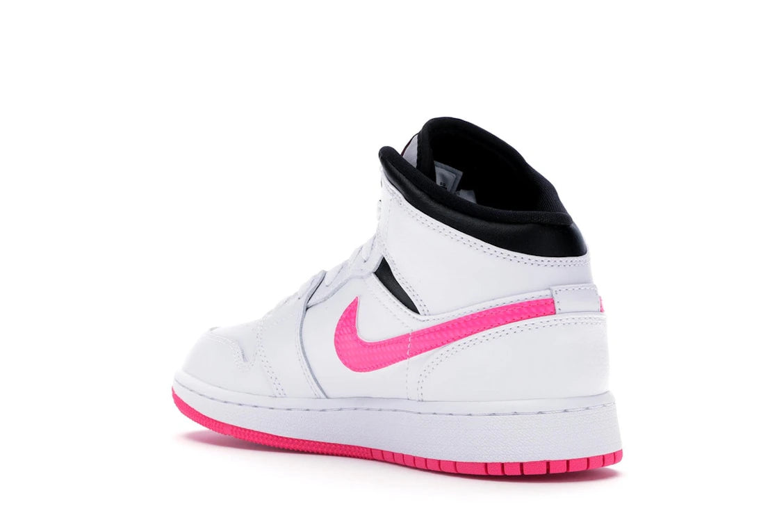 Jordan 1 Mid White Black Hyper Pink (GS) - vue secondaire B