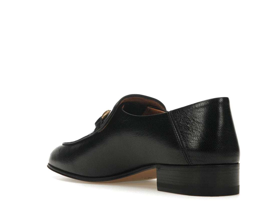 Gucci Horsebit Slip On Loafer Gold-Tone Black Leather (Women's) - vue secondaire B