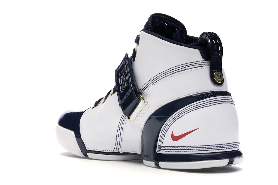 Nike LeBron 5 Weiß Navy Metallic Gold - vue secondaire B
