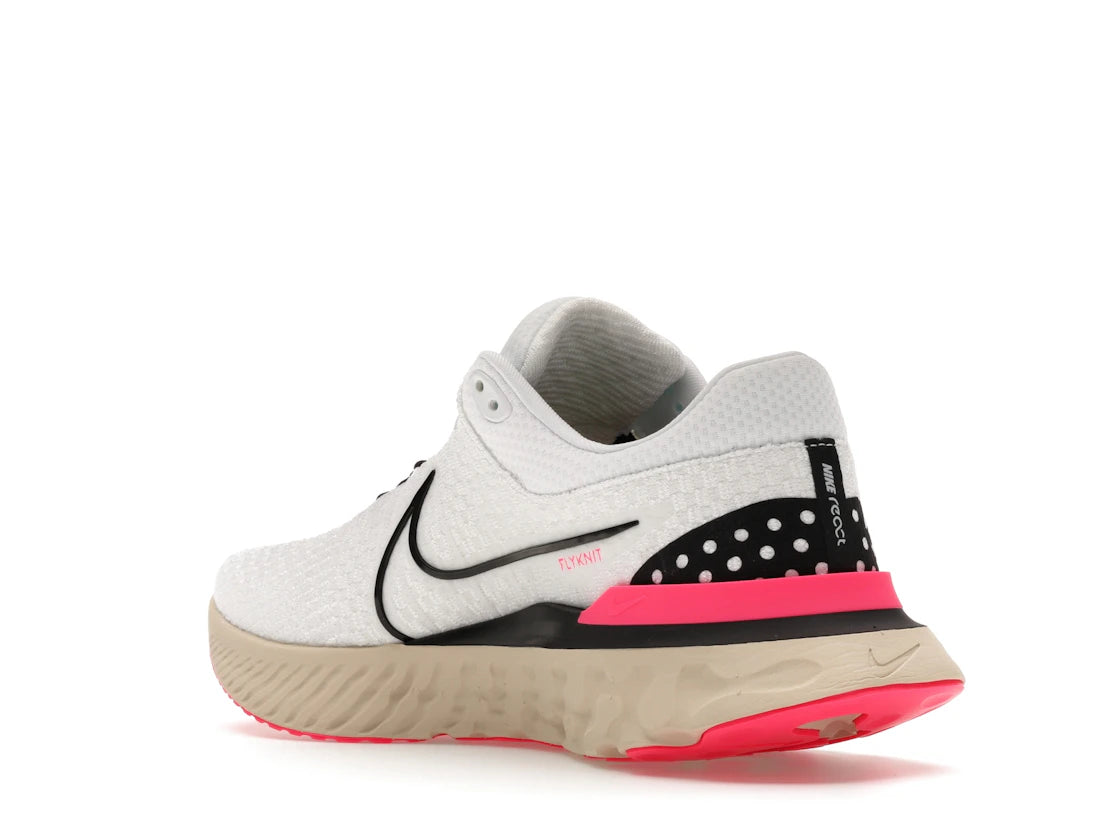 Nike React Infinity Run Flyknit 3 White Hyper Pink - vue secondaire B