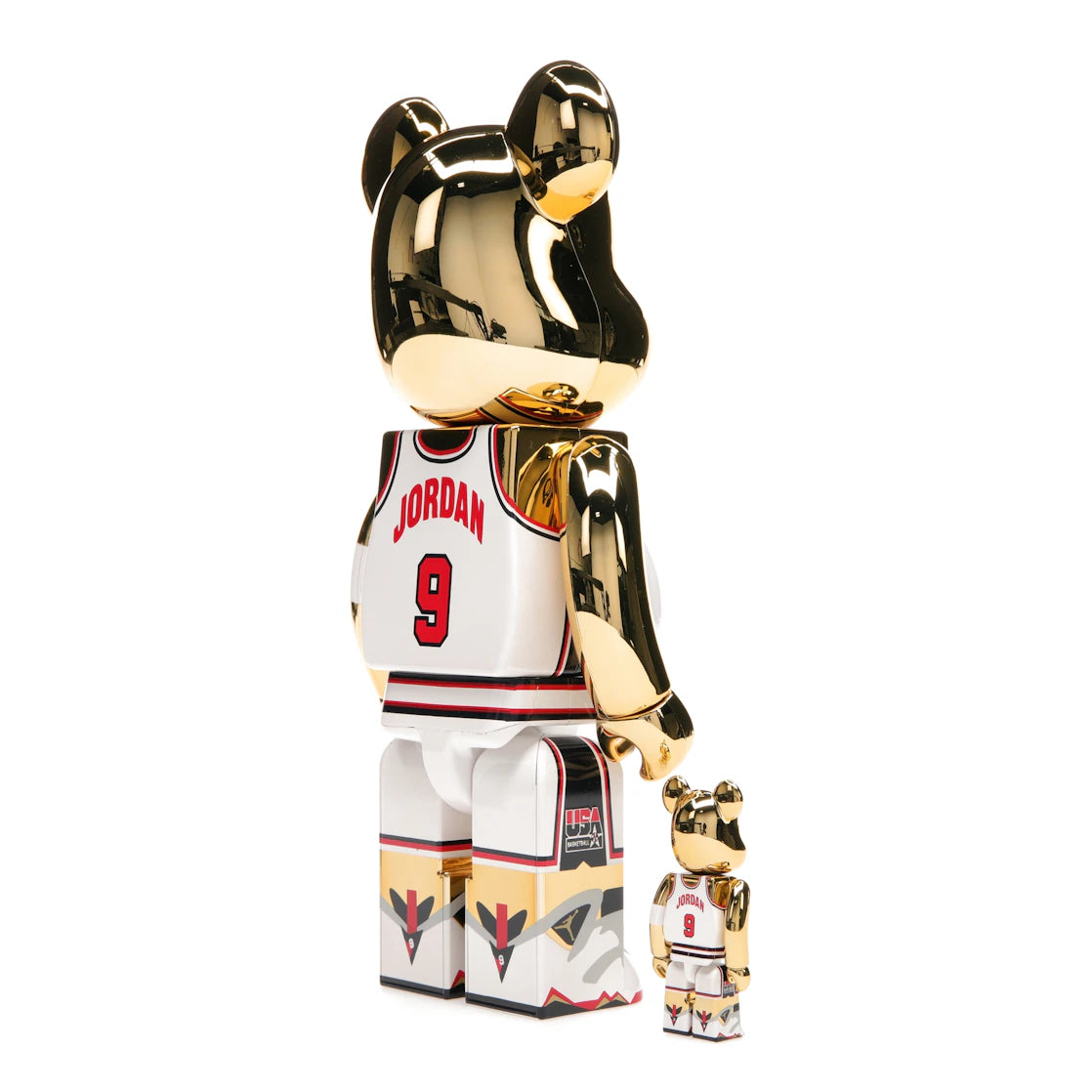 Bearbrick Michael Jordan 1992 Team USA (Dream Team) 100% &amp; 400% Set Gold Chrome - vue secondaire B