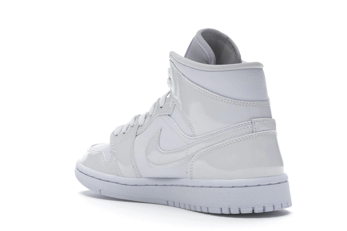 Jordan 1 Mid Triple White Patent Swoosh (Women's) - vue secondaire B