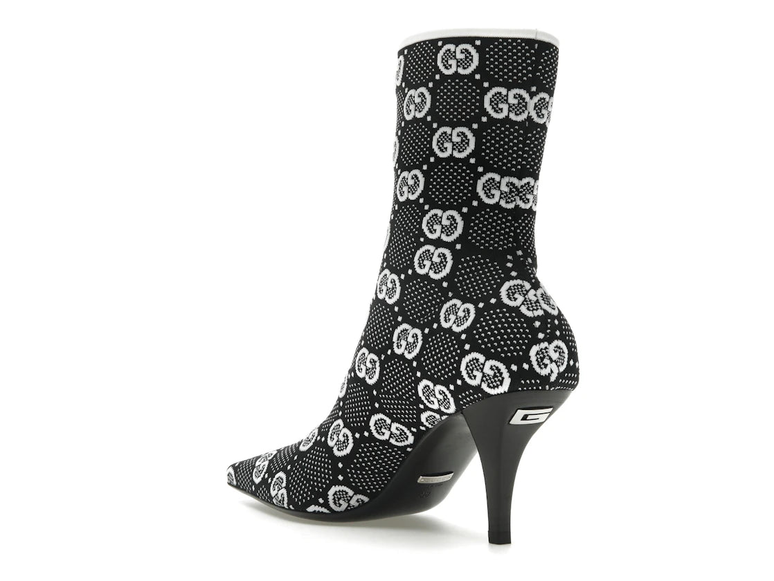 Gucci GG 75mm Knit Ankle Boots Black White Fabric - vue secondaire B