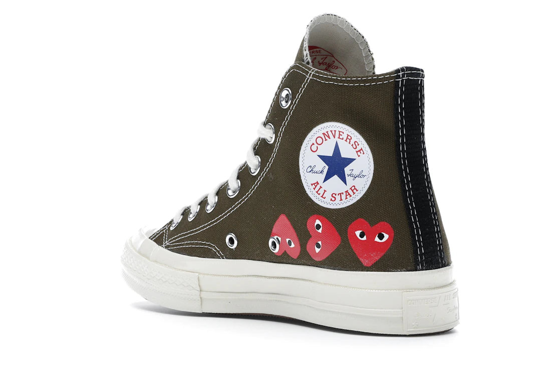 Converse Chuck Taylor All Star 70 Hi Comme des Garcons PLAY Multi-Heart Green - vue secondaire B