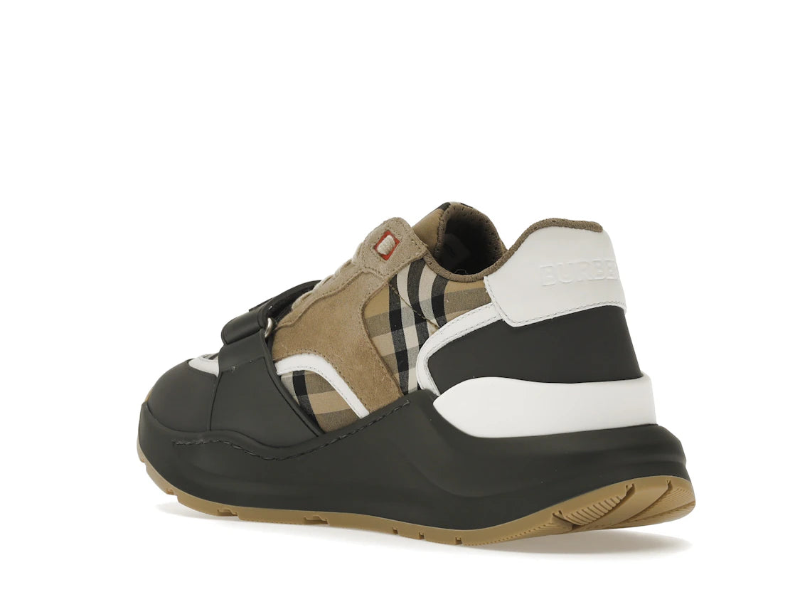 Burberry Ramsey Vintage Check Suede Leather Sneakers Grey Archive Beige - vue secondaire B