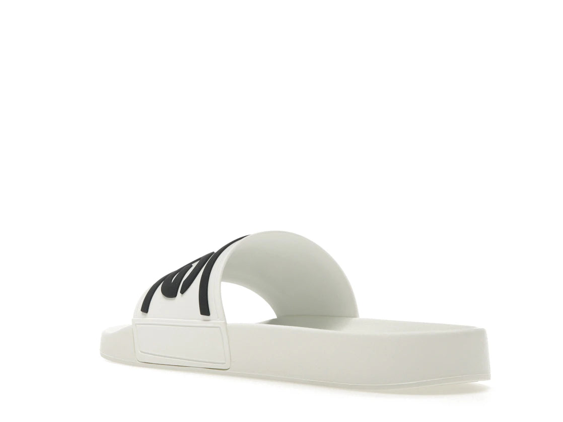 Dolce & Gabbana Beachwear Sliders DG Logo White Black - vue secondaire B