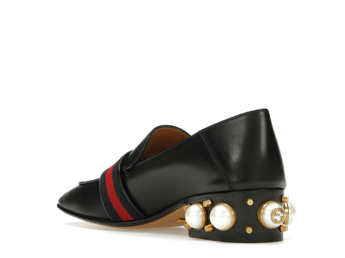 Gucci Leather Mid-Heel Loafer Black (Women's) - vue secondaire B