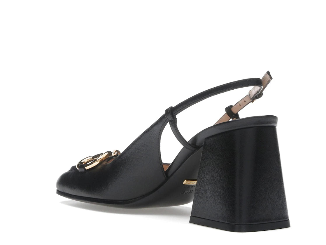 Gucci Horsebit 75mm Heeled Slingback Black Leather - vue secondaire B