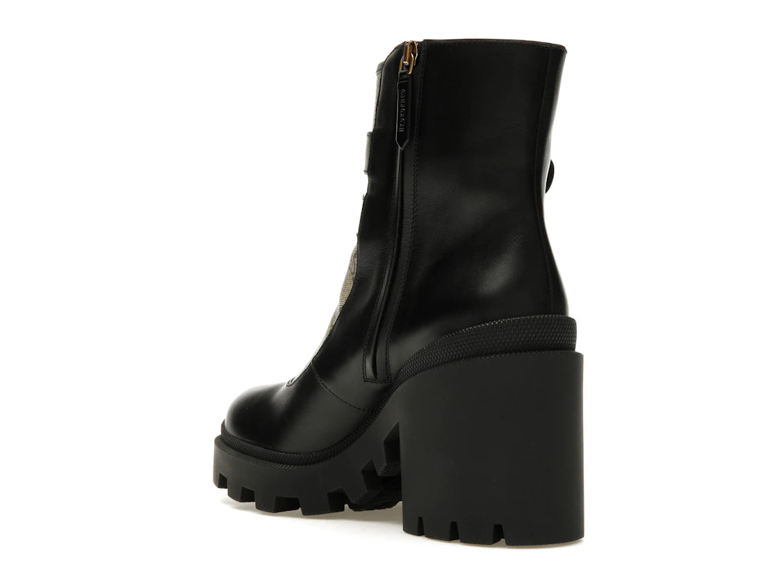 Gucci Buckles Ankle Boots Black Beige (Women's) - vue secondaire B