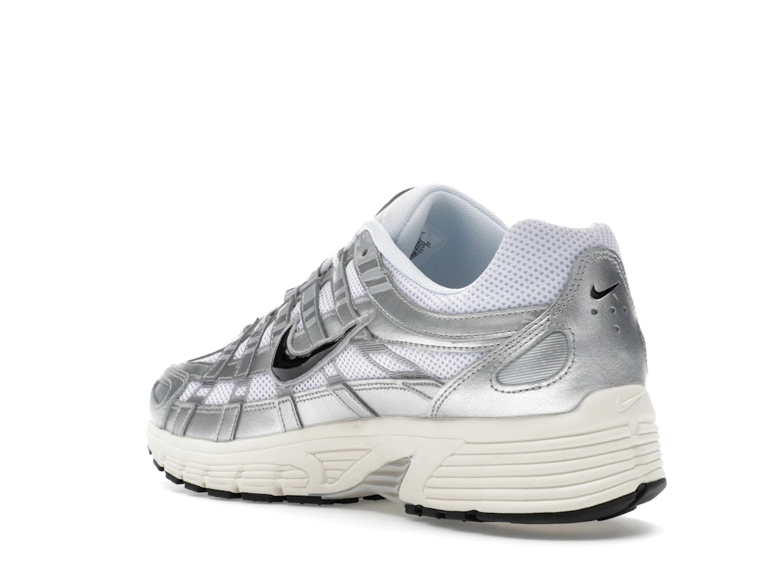 Nike P-6000 Weiß Metallic Silber Flach Silber Schwarz - vue secondaire B
