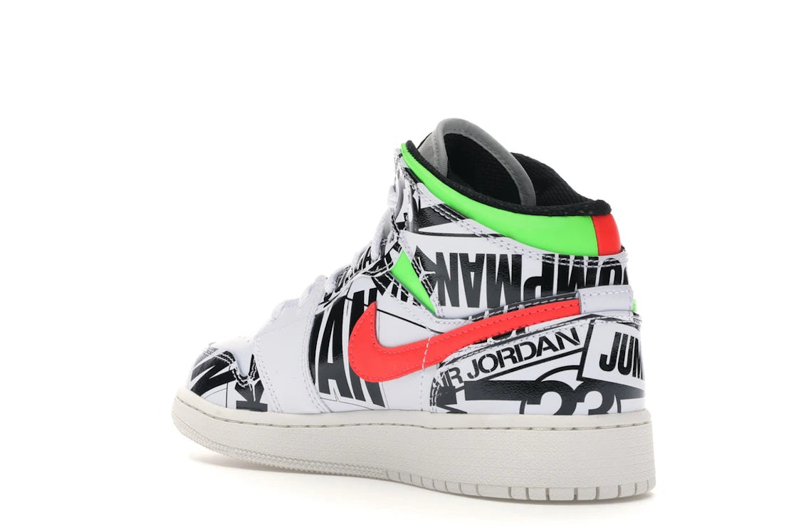 Jordan 1 Mid All Over Logos (GS) - vue secondaire B