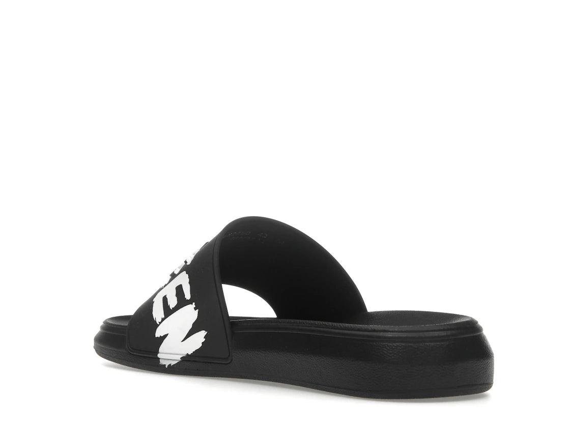 Alexander McQueen Grafitti Logo Slide Black White - vue secondaire B