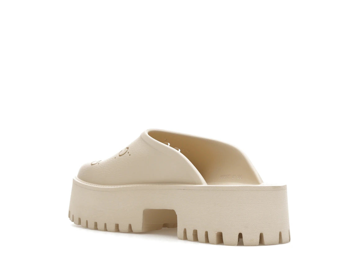 Gucci Platform Perforated G Sandal White Rubber (Women's) - vue secondaire B