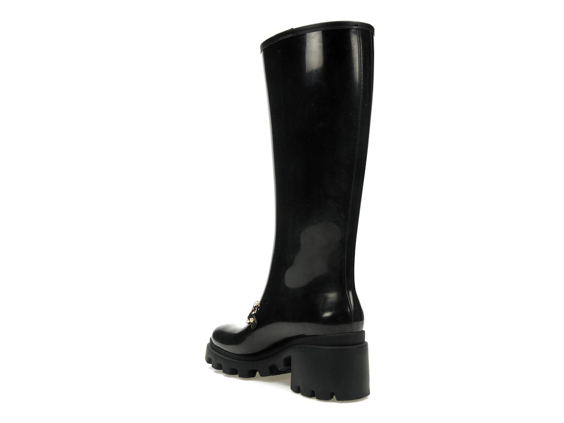 Gucci Horsebit Knee-High Boot Black Rubber (Women's) - vue secondaire B