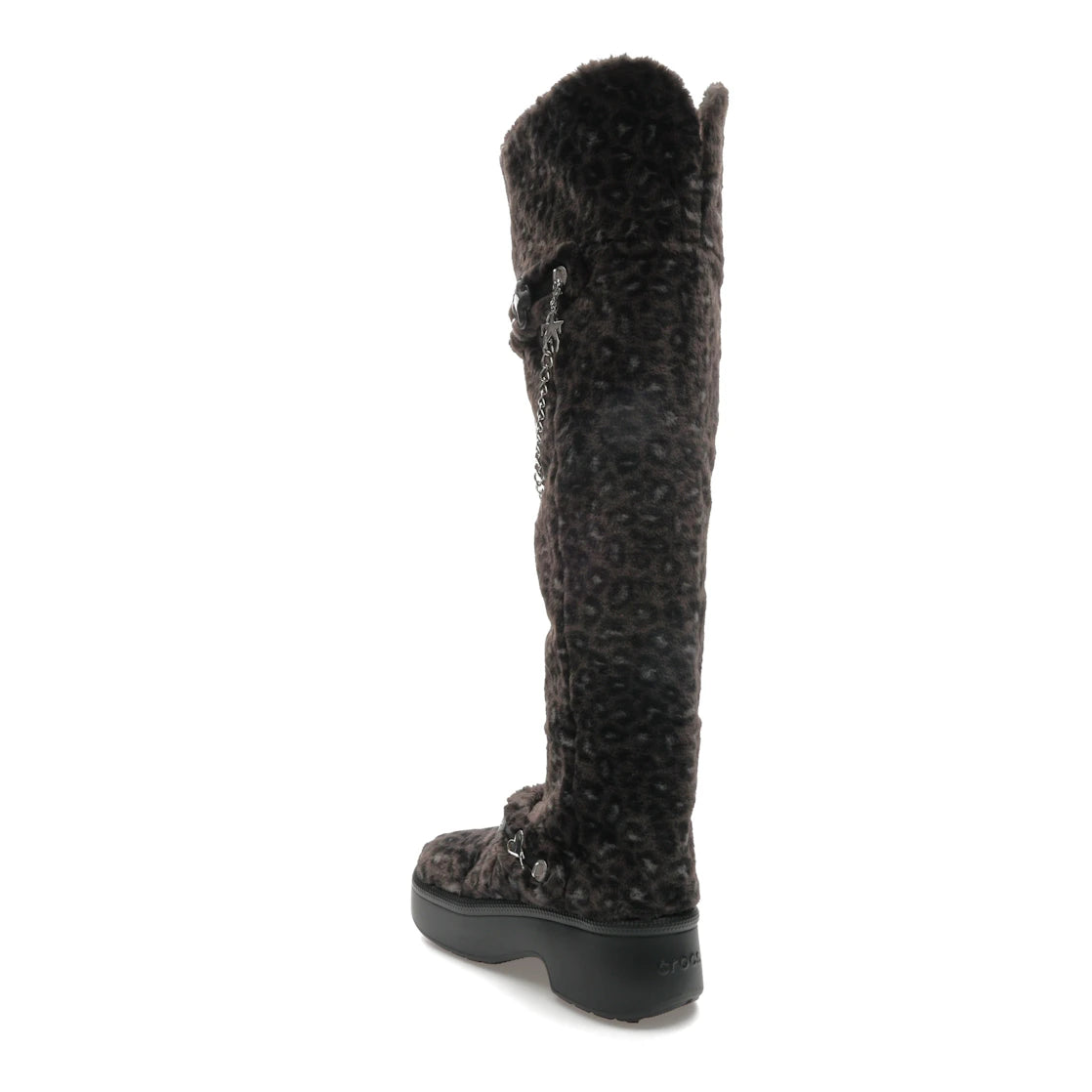 Crocs Classic Unfurgettable Knee High Boot Black Leopard (Women's) - vue secondaire B