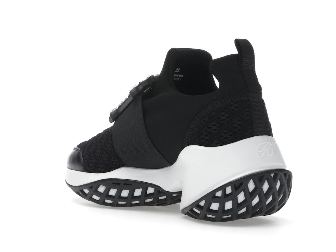 Roger Vivier Viv' Run Fabric Black White Crystal Buckle (Women's) - vue secondaire B