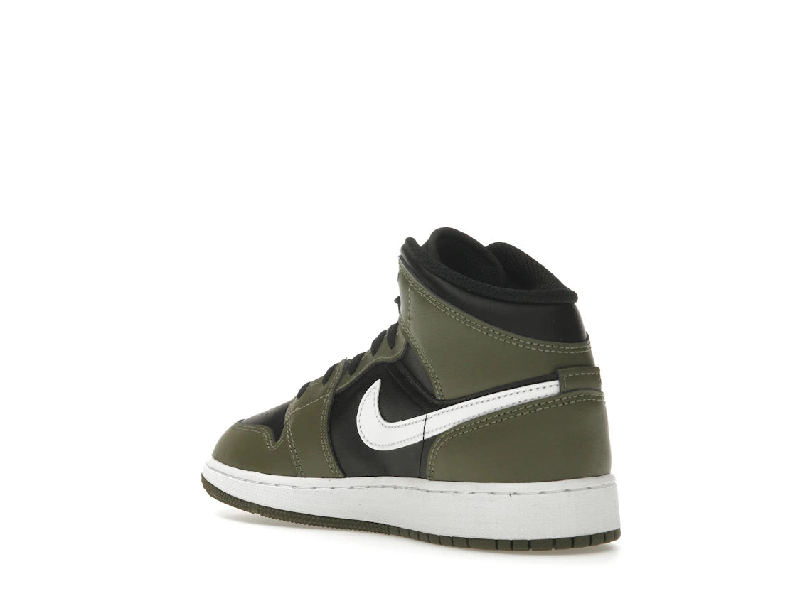 Jordan 1 Mid Black White Olive (GS) - vue secondaire B