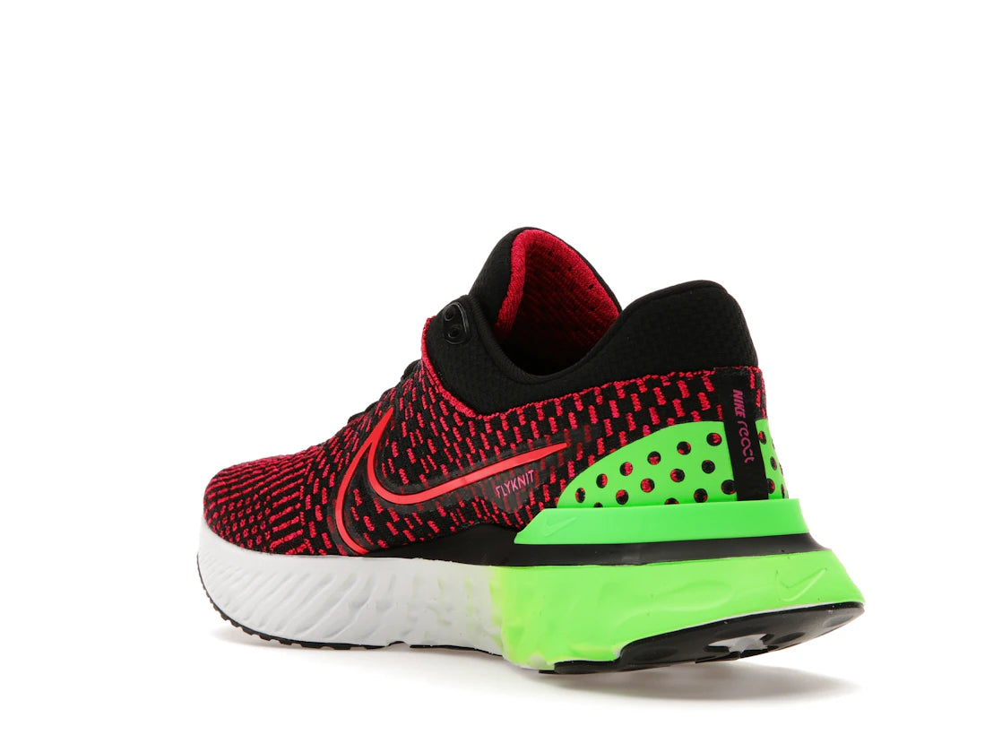 Nike React Infinity Run Flyknit 3 Green Strike Team Red - vue secondaire B