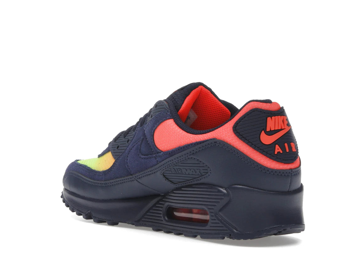 Nike Air Max 90 Blackened Blue Lemon Venom Hyper Crimson Gradient - vue secondaire B