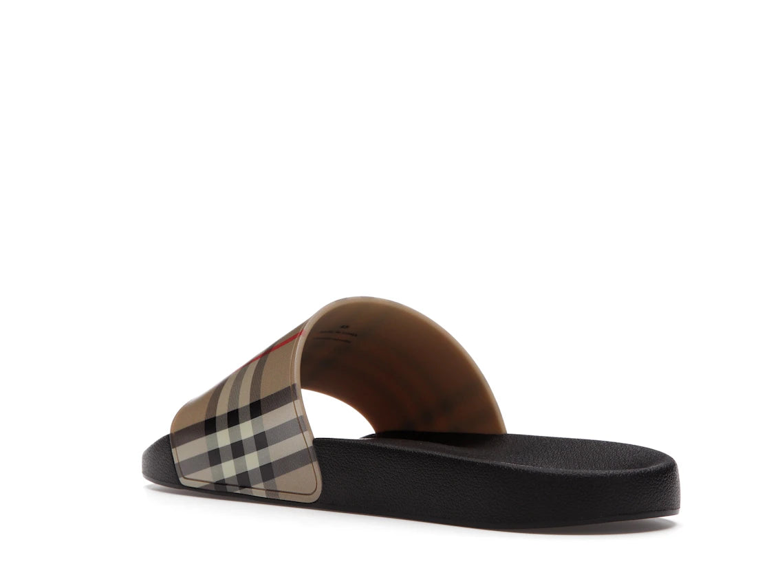 Burberry Furley Check Slides Archive Beige - vue secondaire B