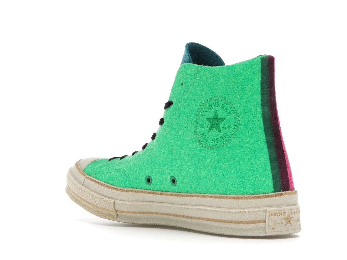Converse Chuck Taylor All Star 70 Hi JW Anderson Felt Fuchsia Purple Island Green - vue secondaire B