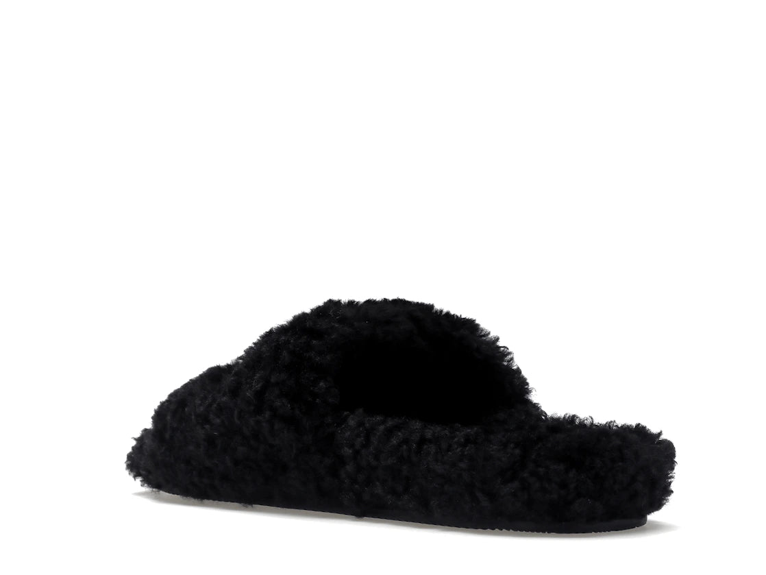 Balenciaga Furry Slide Black White (Women's) - vue secondaire B