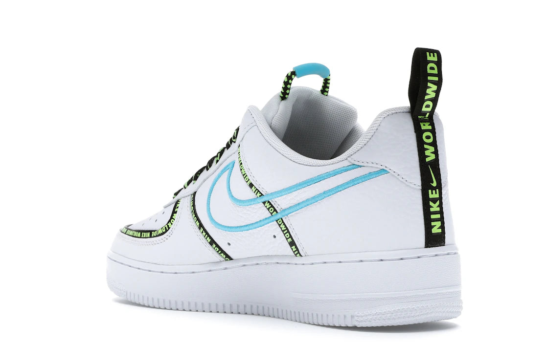 Nike Air Force 1 Low Worldwide White Blue Fury Volt - vue secondaire B