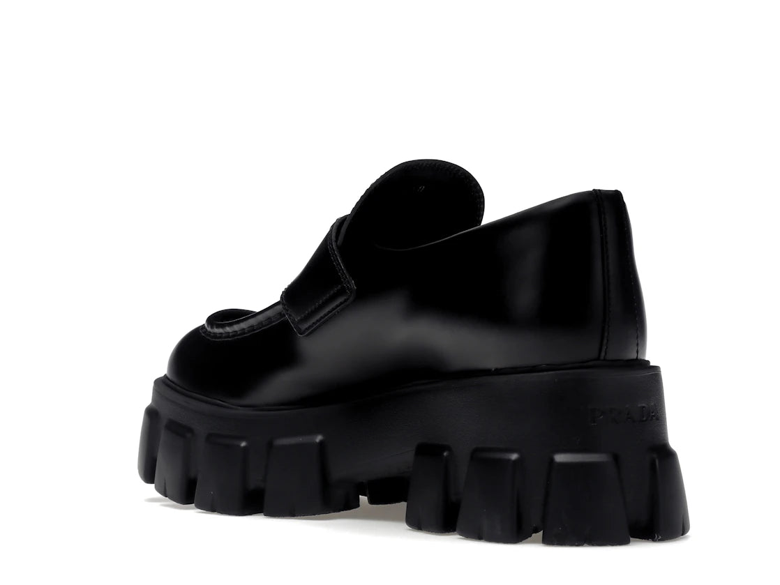 Prada Monolith 55mm Loafer Black Brushed Leather - vue secondaire B