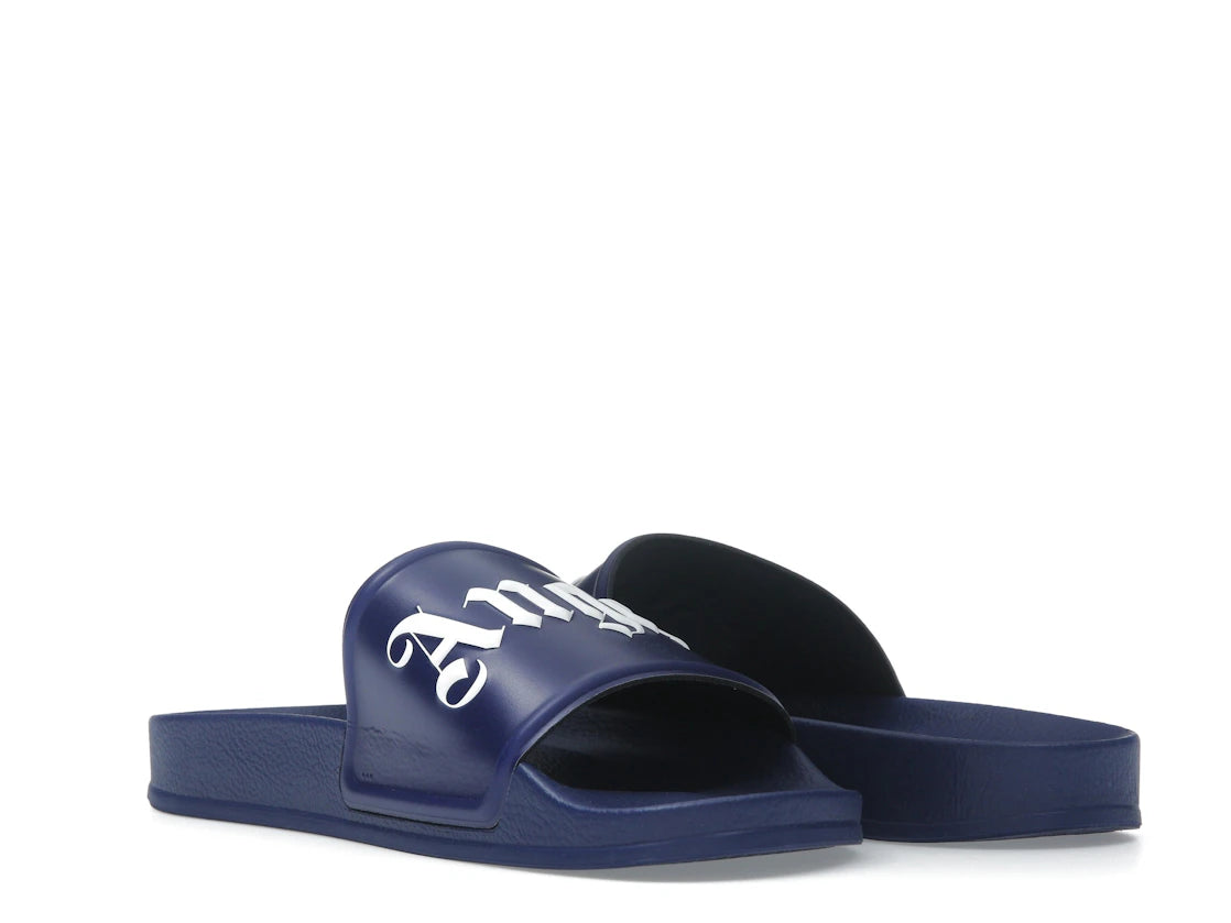 Palm Angels Pool Slides Dark Blue White SS23 - vue secondaire B