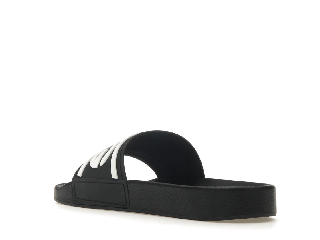 Dolce & Gabbana Beachwear Sliders DG Logo Black White - vue secondaire B