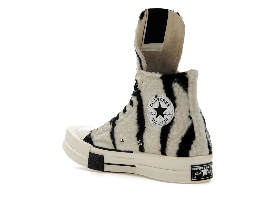 Converse TURBODRK Chuck Taylor All Star 70 Hi Rick Owens DRKSHDW Sherpa Zebra Print White Black - vue secondaire B
