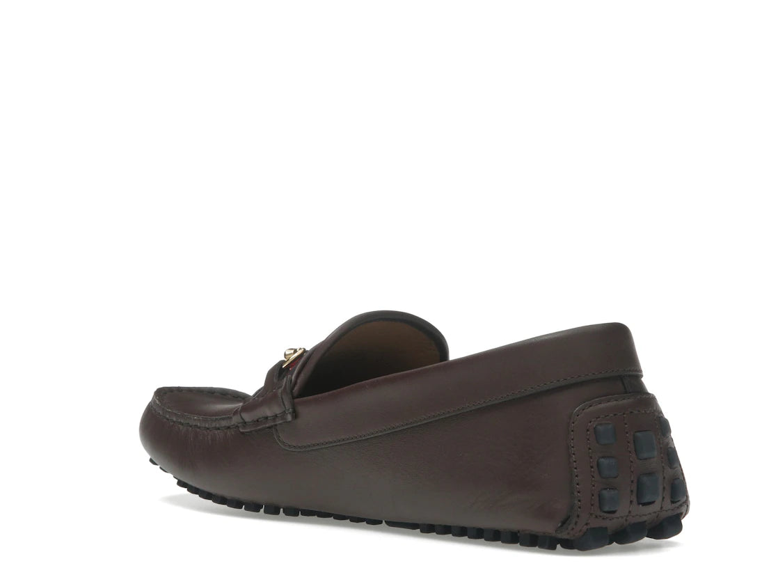 Gucci Ayrton Webbing-Trimmed Horsebit Leather Driver Loafers Brown - vue secondaire B