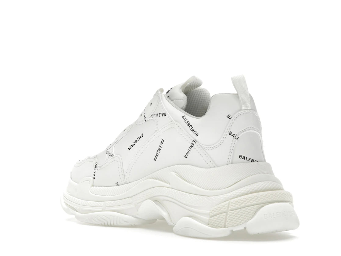 Balenciaga All Over Logo Triple S White Black - vue secondaire B
